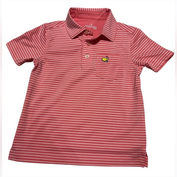 Masters Kids Toddler Pink and White Striped Performance Golf Polo - Picture 1 of 7